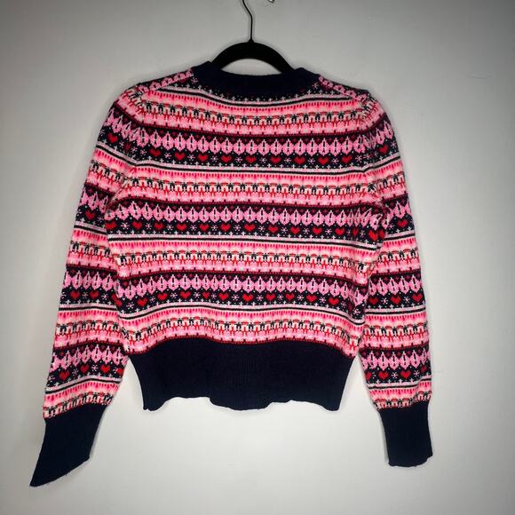 J. Crew Fair Isle Heart Crewneck Sweater Size XS - Picture 3 of 7